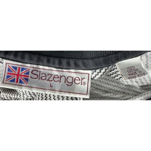 Vintage Slazenger Polo Shirt Men L Black & White Striped Gator Kreek Golf Course - Picture 6 of 10